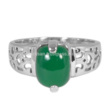 Ali Express Mejor Precio Genuino Onyx Piedra Verde 925 Anillo De Plata Sólido